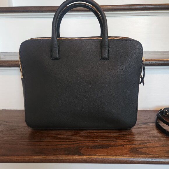 NEW-Kate Spade 100% Leather 13 Inch Double Zip Laptop Bag-Black - Picture 7 of 15